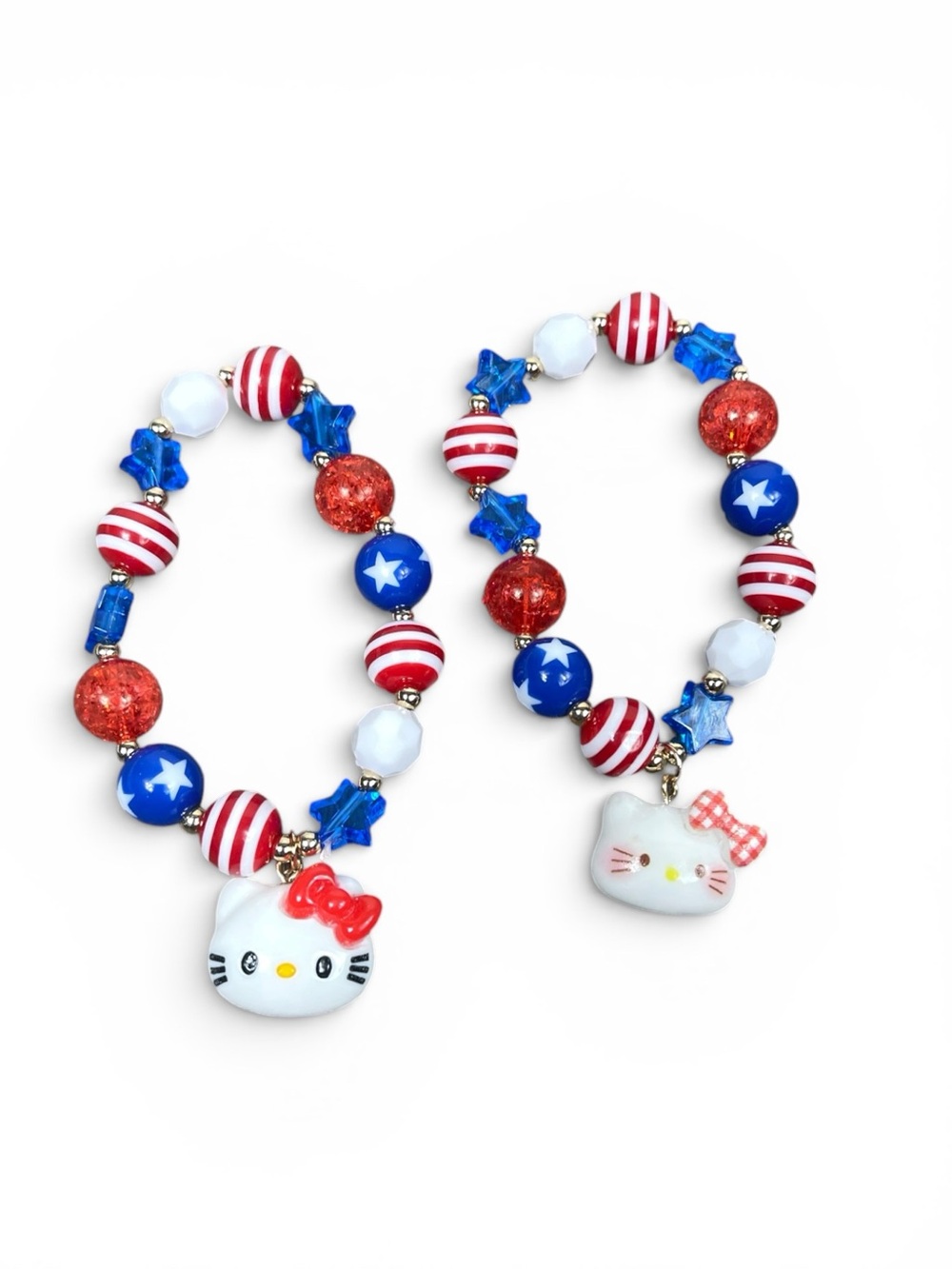 🇺🇸 Hello Kitty Red White Blue Star Bead Bracelets 🇺🇸
